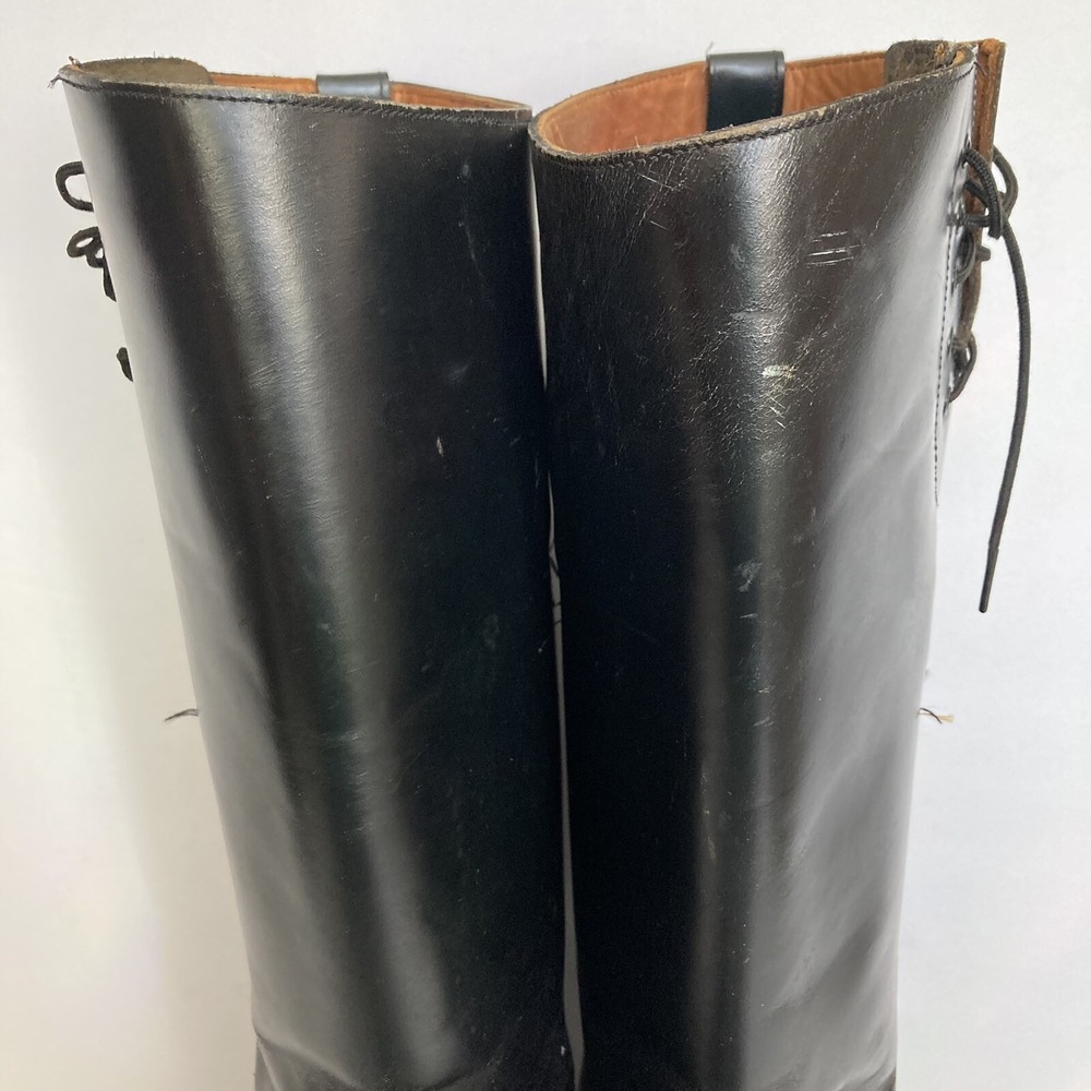 Vtg Service Riding Apparel Black Leather Boots 9.5 E Wide Yonkers NY Made in USA - Picture 5 of 16